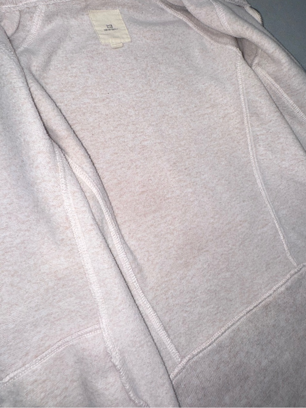 Thread & Supply Fleece Lined Zip Up Jacket Funnel Neck Quilted Hem & Cuffs - Picture 7 of 12